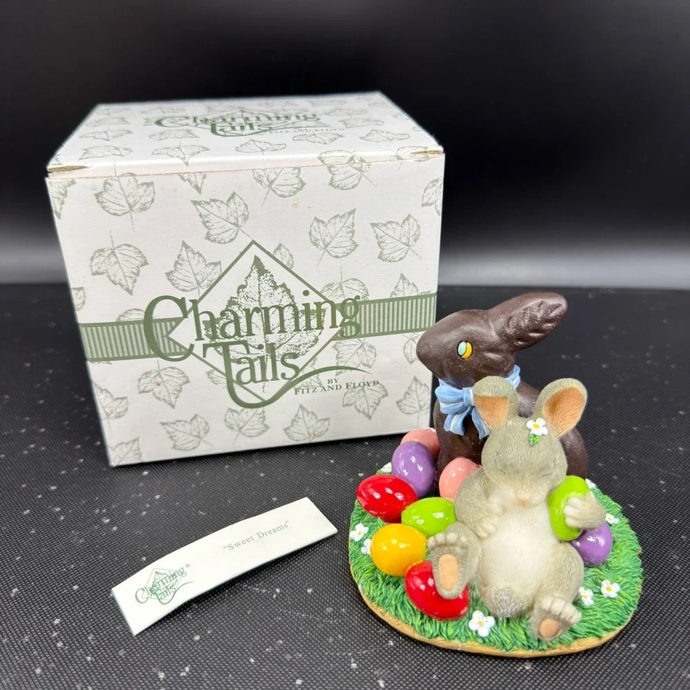 Fitz and Floyd Charming Tails Sweet Dreams Bunny Easter Egg‎ Figurine New w Box